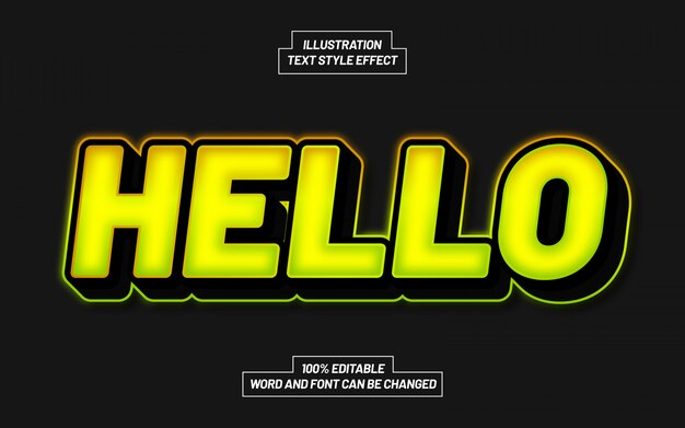 Современный эффект стиля текста Hello Light