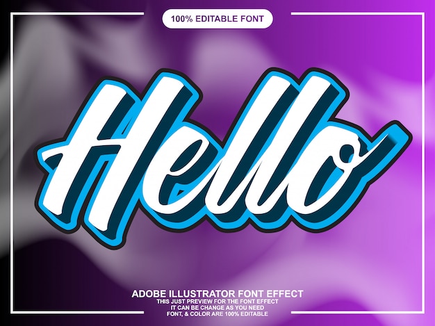 Modern hello script editable font effect