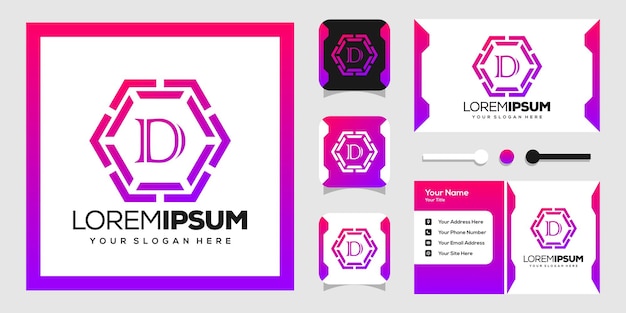 modern hexagon logo design and letters d