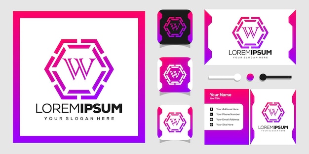 modern hexagon logo design and letters w