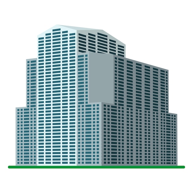 A modern high-rise building on a white background. view of the building from the bottom. isometric vector illustration.