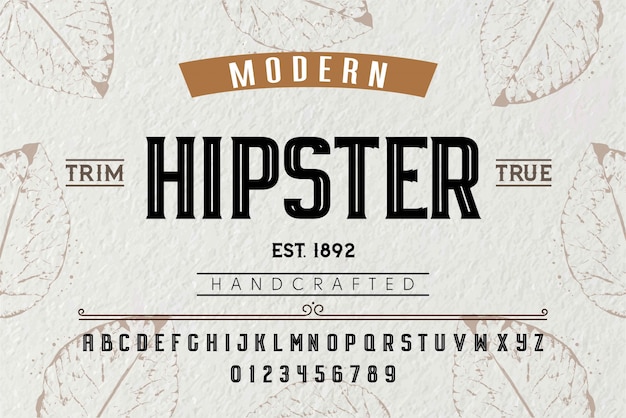 Carattere tipografico moderno hipster