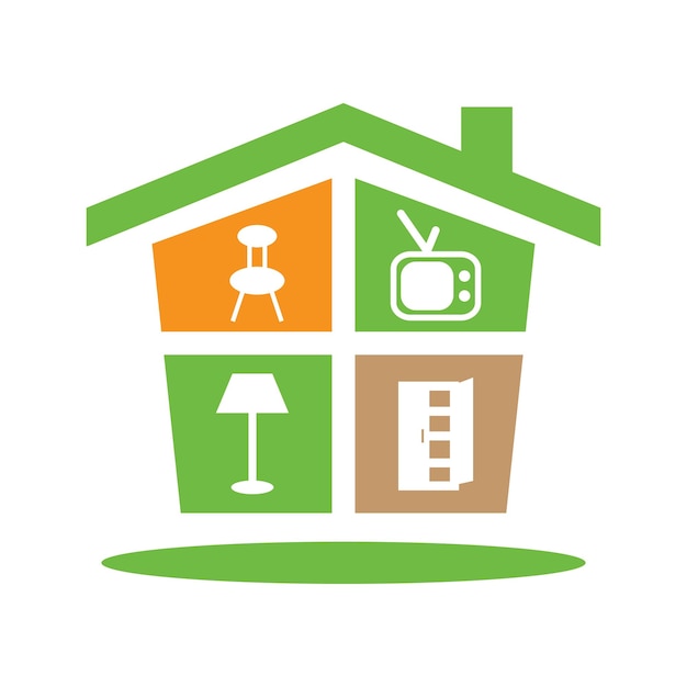 ベクトル 現代の家庭と家具のロゴ
