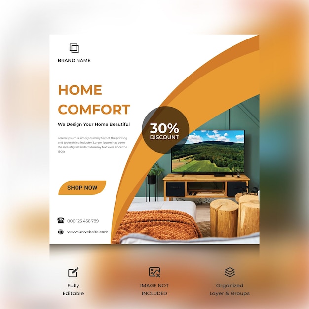 Modern home comfort social media banner and instagram post template