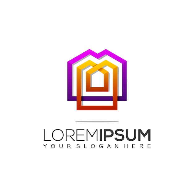 Modern home construction logo template