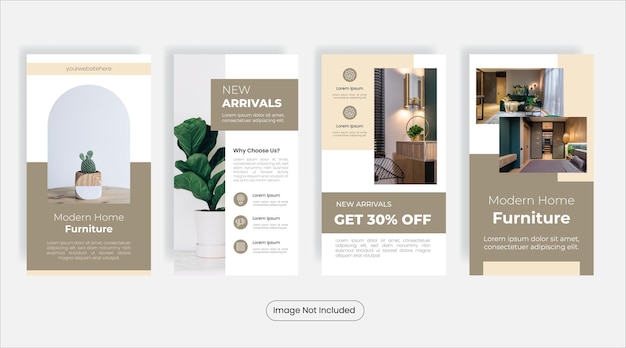 Modern home furniture social media stories template banner set