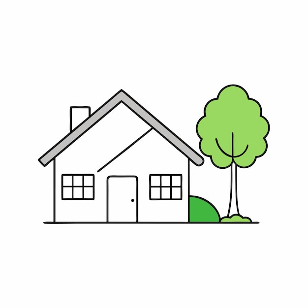 모던 홈 아이콘 검은색과 색 실루 라인 아트 로고 컬러 일러스트레이션