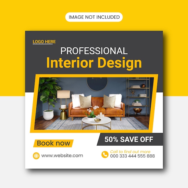 Modern home interior social media and instagram promotional and banner post design