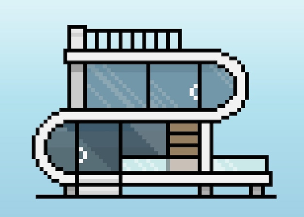 Modern home models in 8 bit pixels future homes in vector illustrations