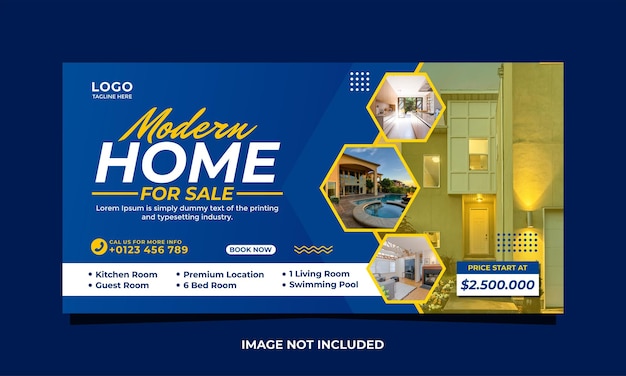 Modern home property advertising banner template