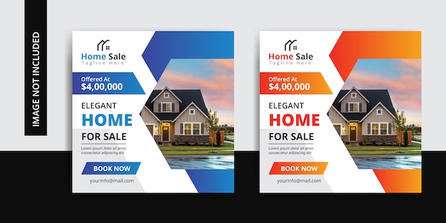 Modern home real estate insta social media post template set