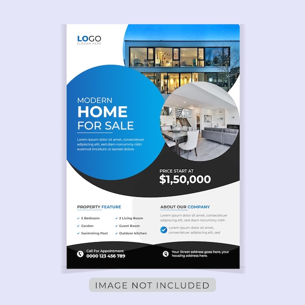 Modern home for sale a4 flyer template