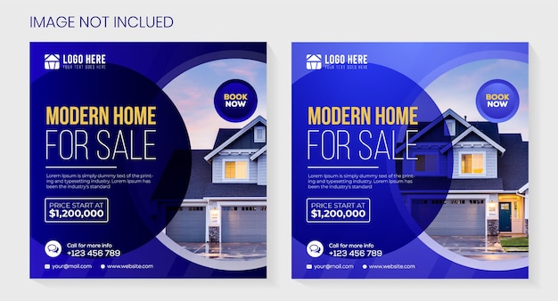 Modern Home For Sale Banner and House rent Banner Design Vector Template