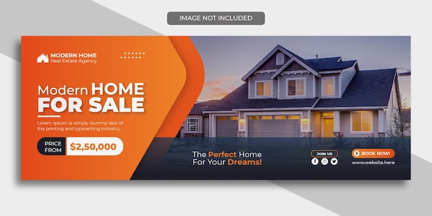 Modern home sale business social media fb cover banner header post design vector premium template