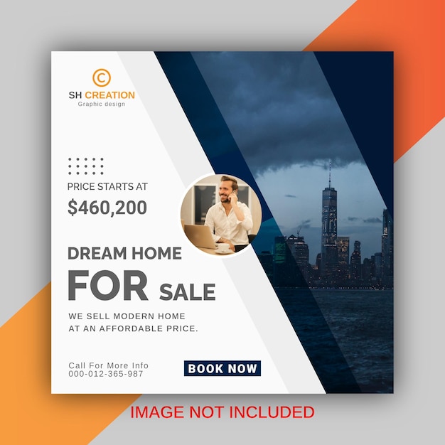 Modern home for sale elegant real estate social media post instagram banner template Premium Vector