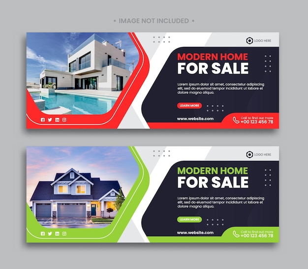 Современная обложка facebook для продажи дома и шаблон веб-баннера
