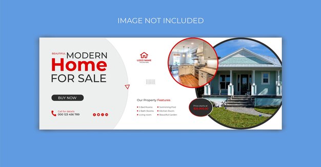 Modern home for sale facebook cover banner template