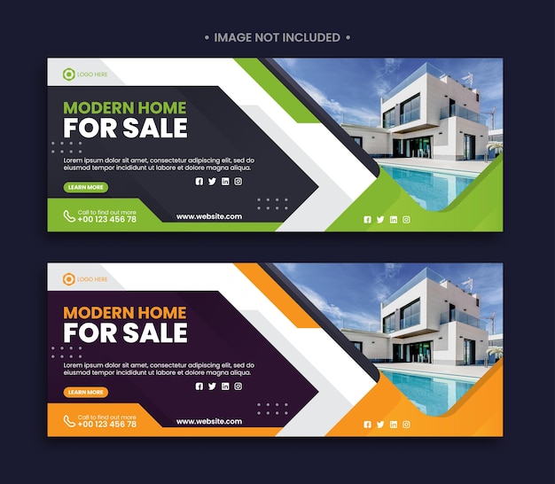 Modern home sale facebook cover and web banner template