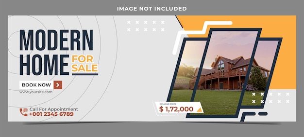 Modern home for sale facebook cover or web banner