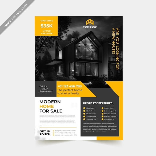 modern home for sale flyer design for your business