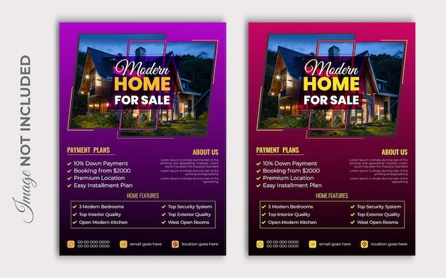 Vector modern home sale flyer design