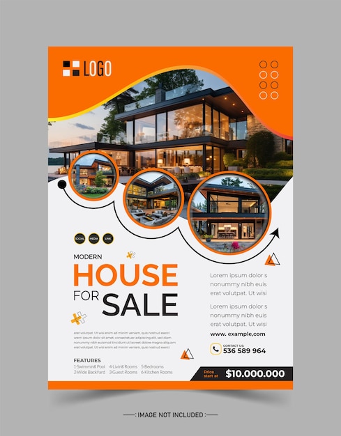 modern home sale flyer poster template design