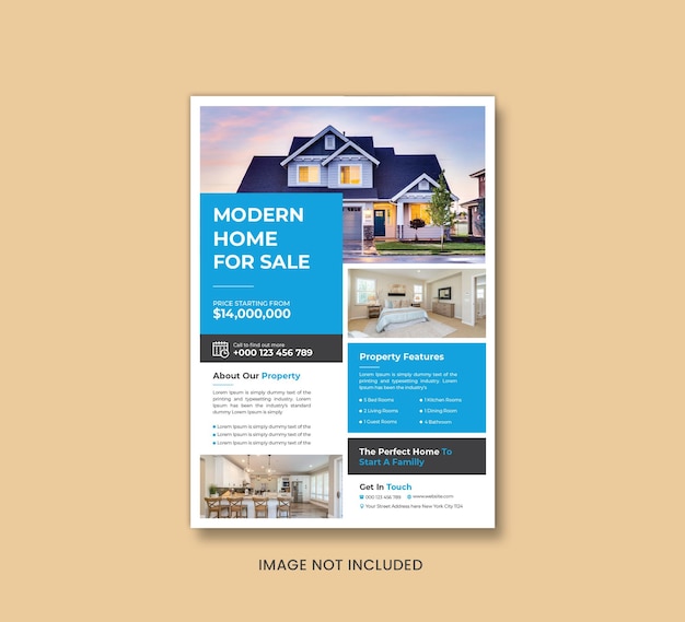 Vector modern home for sale real estate flyer design template with vector