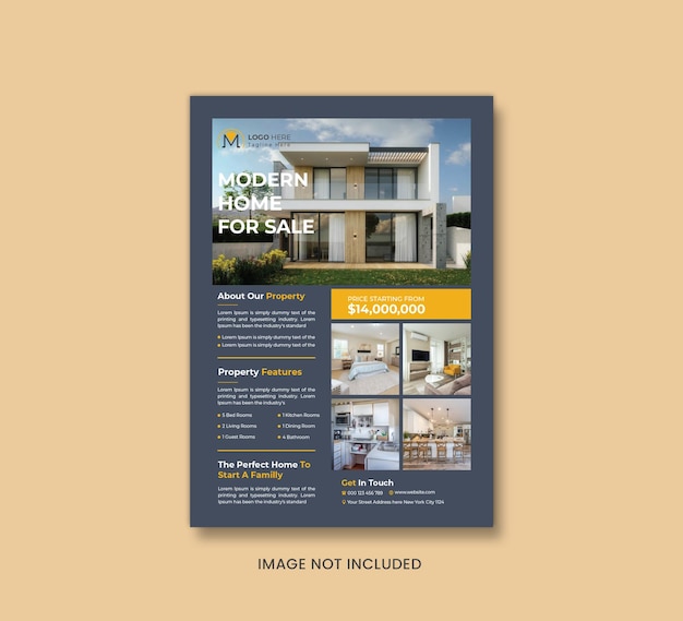 Vector modern home for sale real estate flyer design template with vector