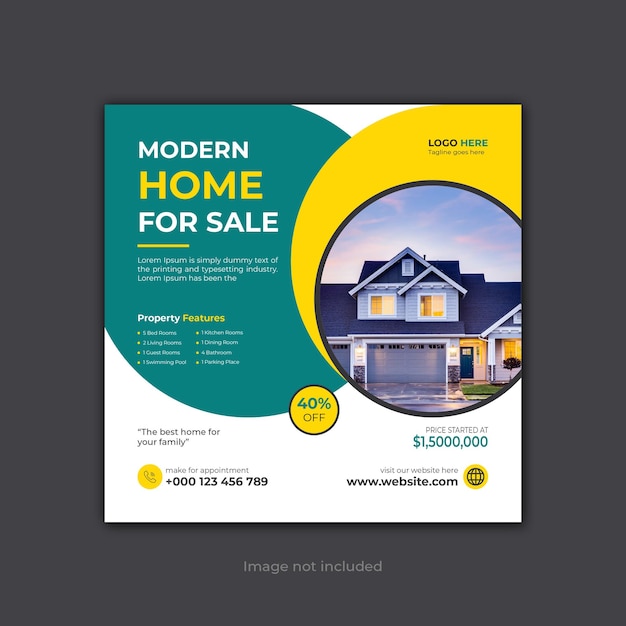 Vector modern home for sale real estate flyer design template with vector