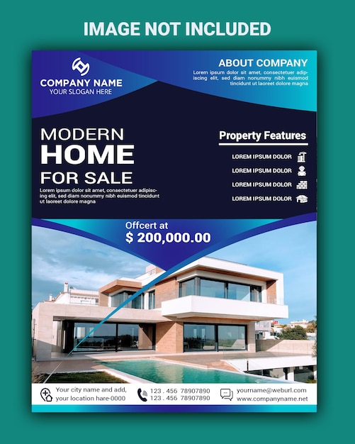 Vector modern home for sale real estate flyer design template