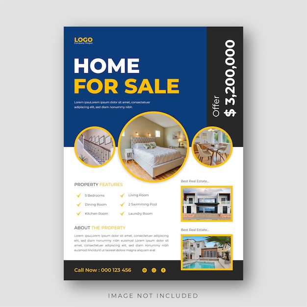 Modern home sale real estate flyer template design