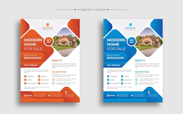 Vector modern home for sale real estate flyer template