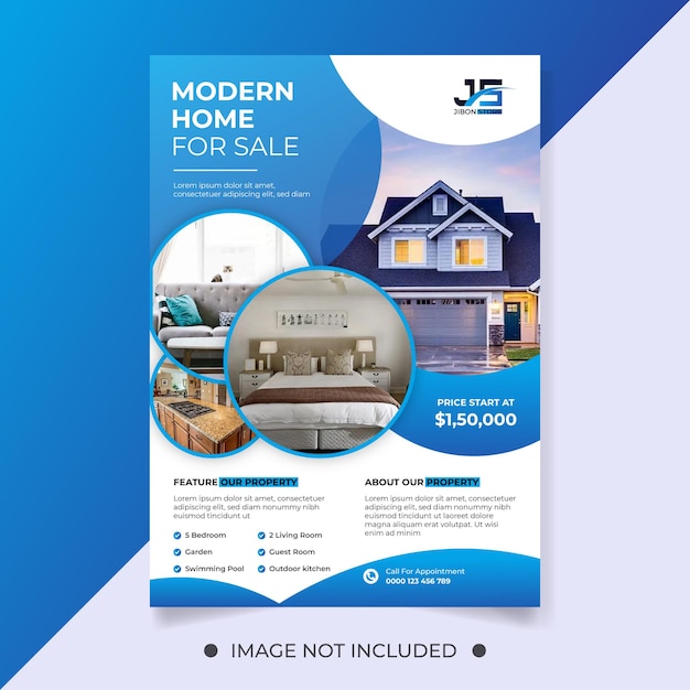 Modern home for sale real estate flyer template