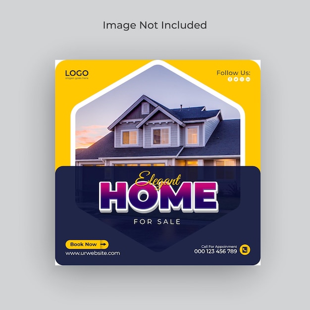 Vector modern home for sale real estate instagram post social media banner and web banner  premium vector