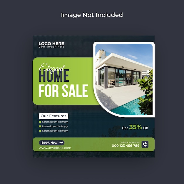 Vector modern home for sale real estate instagram post social media banner and web banner  premium vector