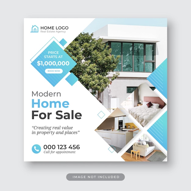 Vector modern home sale real estate instagram post template