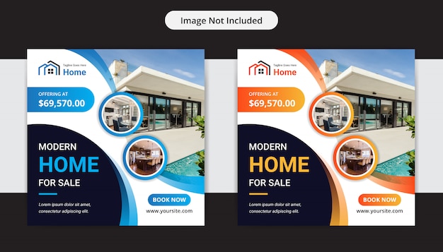 Vector modern home for sale real estate social media insta post design template