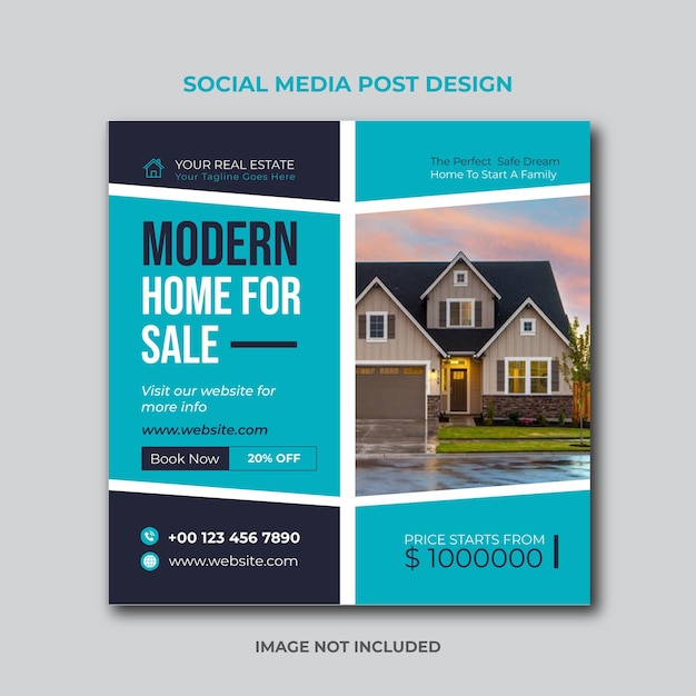 판매 부동산 소셜 미디어 게시물 디자인을위한 현대 가정