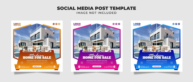 Modern Home For Sale Social Media Instagram Feed, Flyer And Bnner Template For Promotion