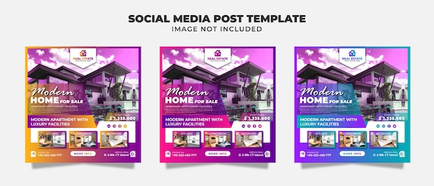 Modern Home For Sale Social Media Instagram Feed, Flyer And Bnner Template For Promotion