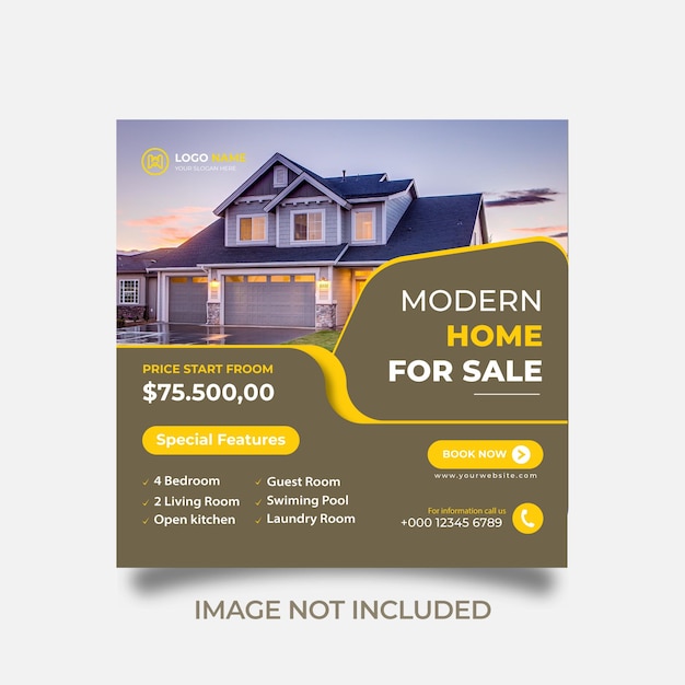 Modern home for sale social media and instagram post template Premium Vector