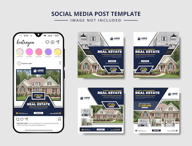 Modern home for sale social media instagram post template