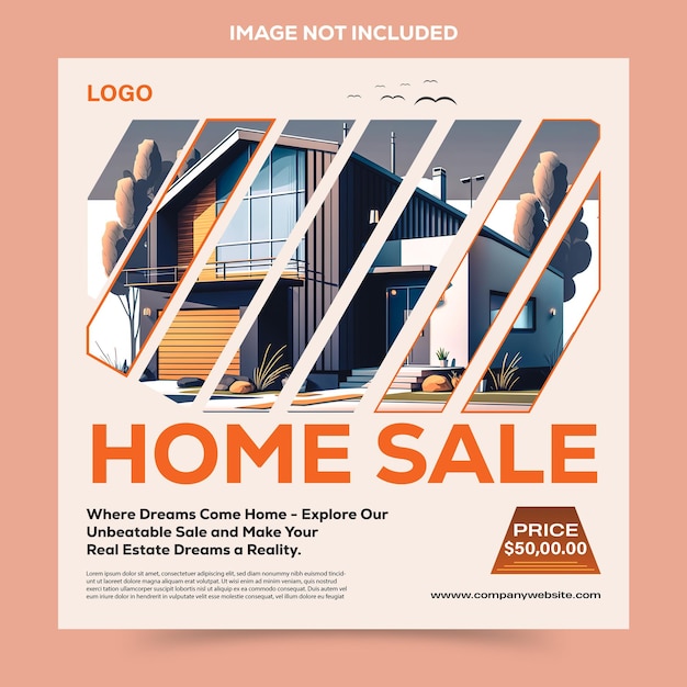 Vector modern home sale social media post design