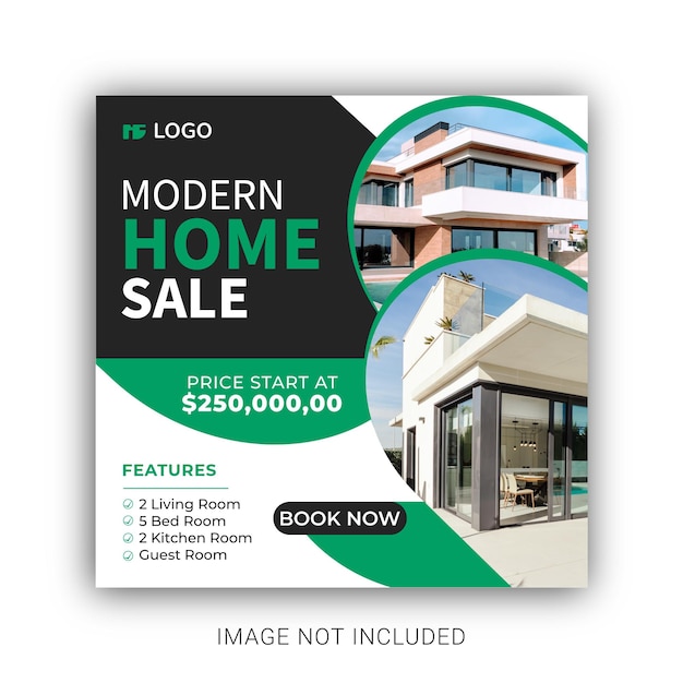 Modern home for sale social media post template