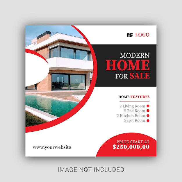 Modern home for sale social media post template