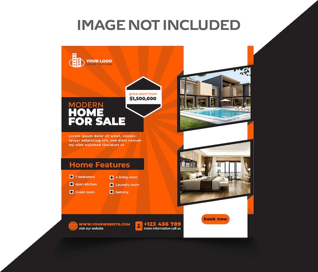 Vector modern home for sale social media post template