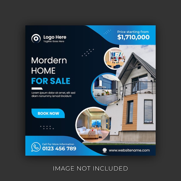 Modern Home For Sale Social Media Post Template