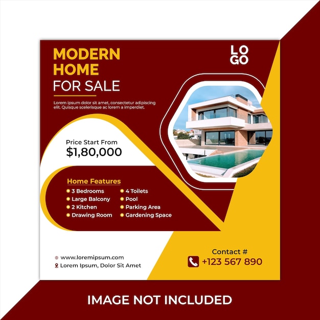 Vector modern home for sale social media post and web banner design