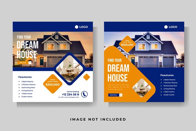 Modern home sale social media vector template