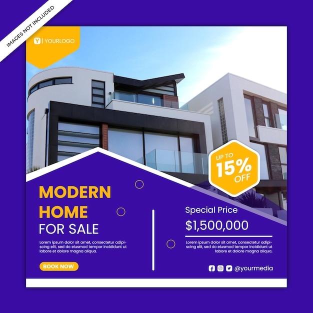 modern home social media post template